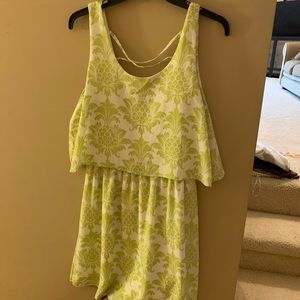 White & Green print dress